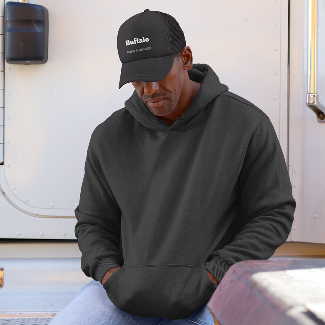 Born &amp; Raised | Black Customizable Trucker Hat