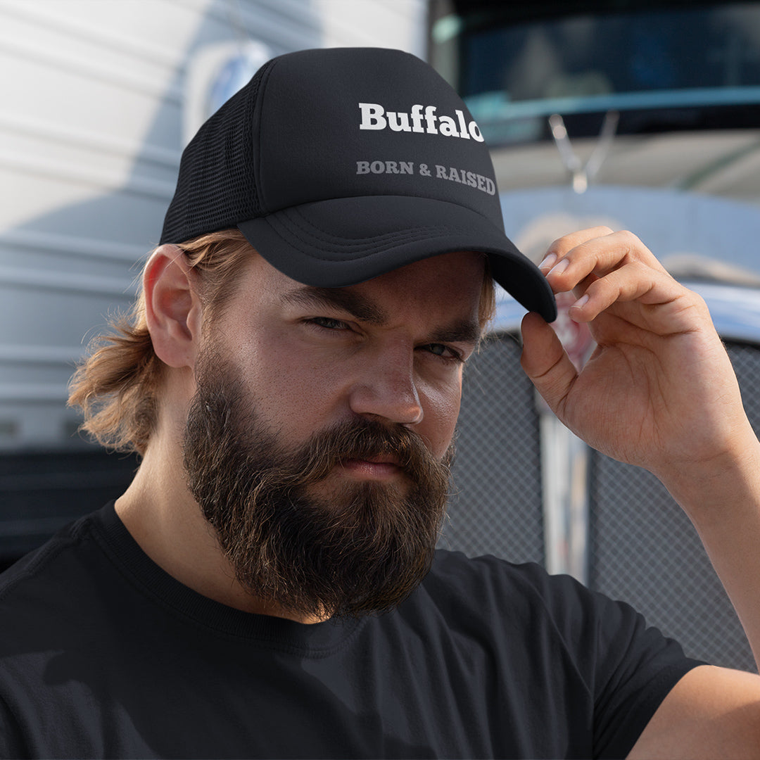 Born &amp; Raised | Black Customizable Trucker Hat